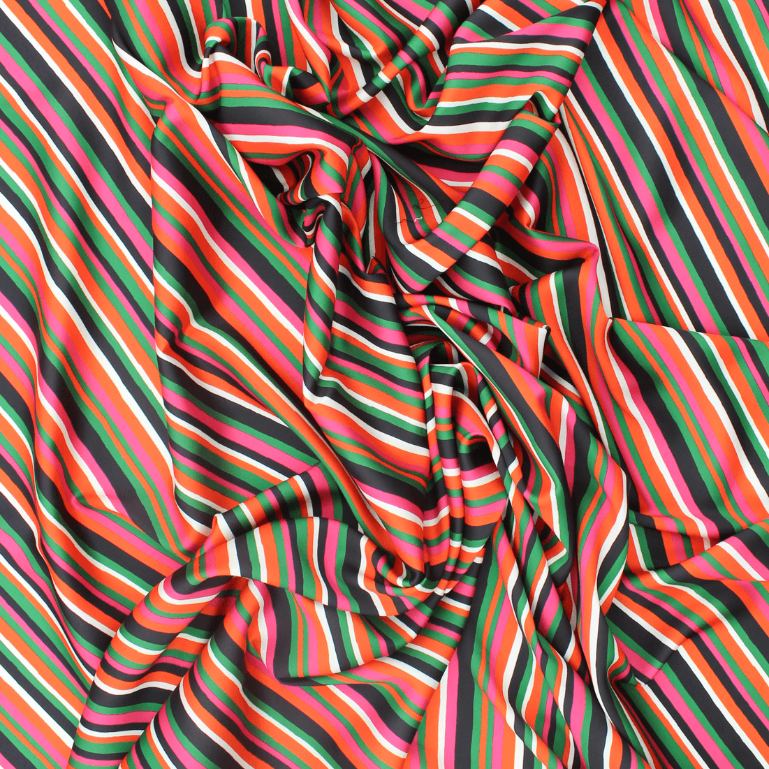 Retalho Camiseiro Riscas Acetinado - rosa & verde Retalhos Feira dos Tecidos Online