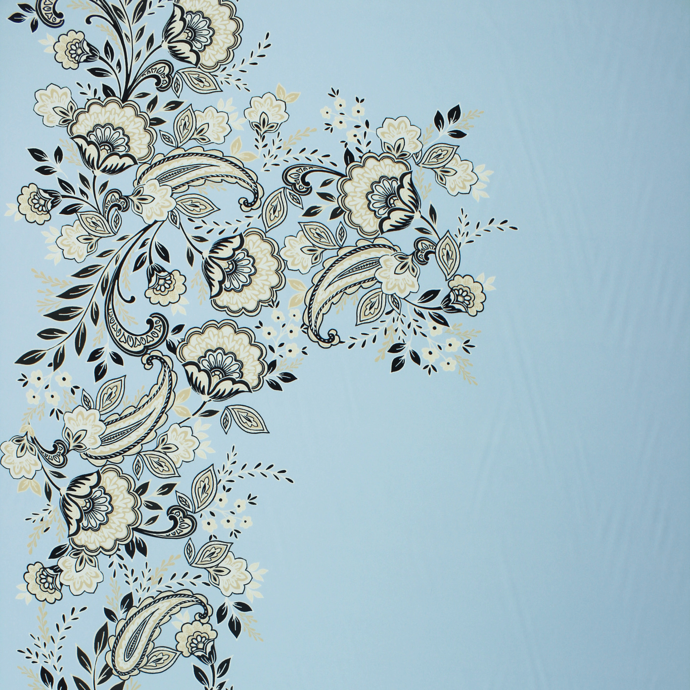 Retalho Camiseiro Translúcido Acetinado Floral - azul Retalhos Feira dos Tecidos Online