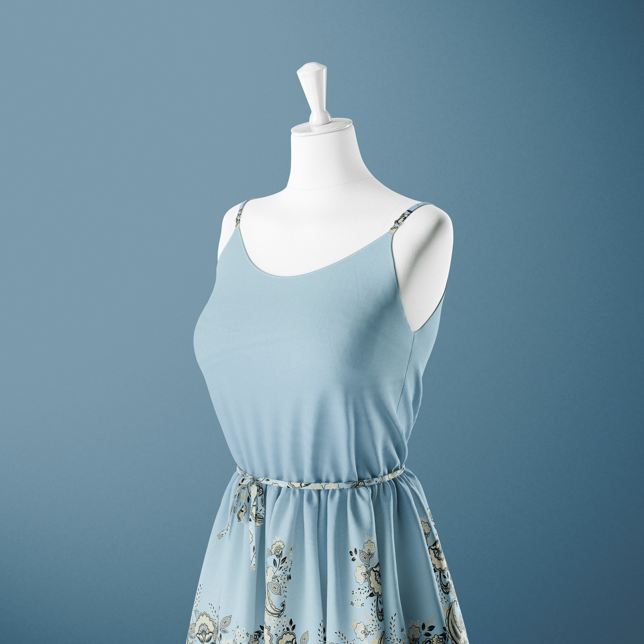 Retalho Camiseiro Translúcido Acetinado Floral - azul Retalhos Feira dos Tecidos Online