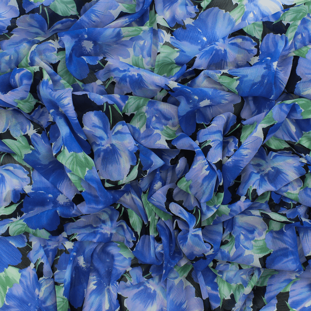 Retalho Camiseiro Translúcido Floral - azul Retalhos Feira dos Tecidos Online