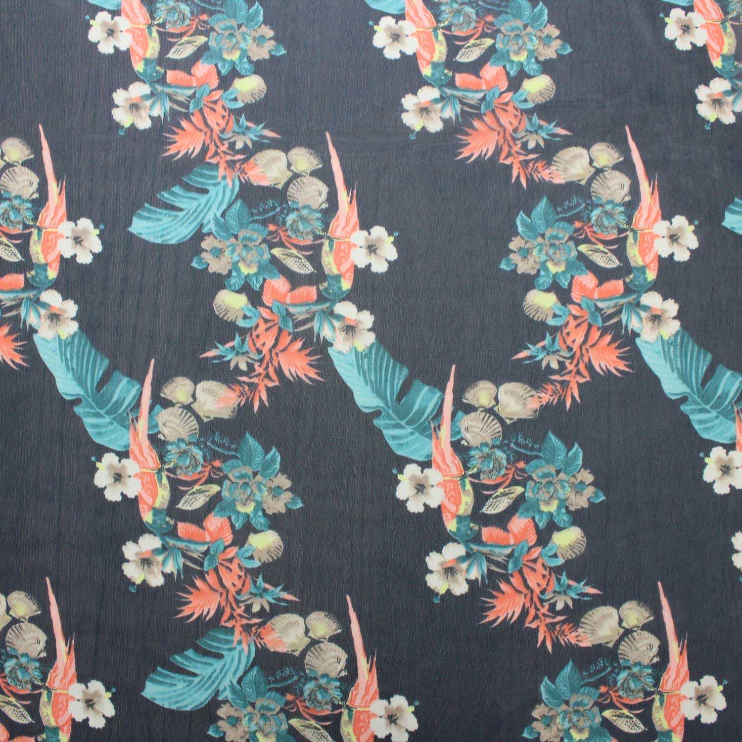 Retalho Camiseiro Translúcido Floral - azul Retalhos Feira dos Tecidos Online