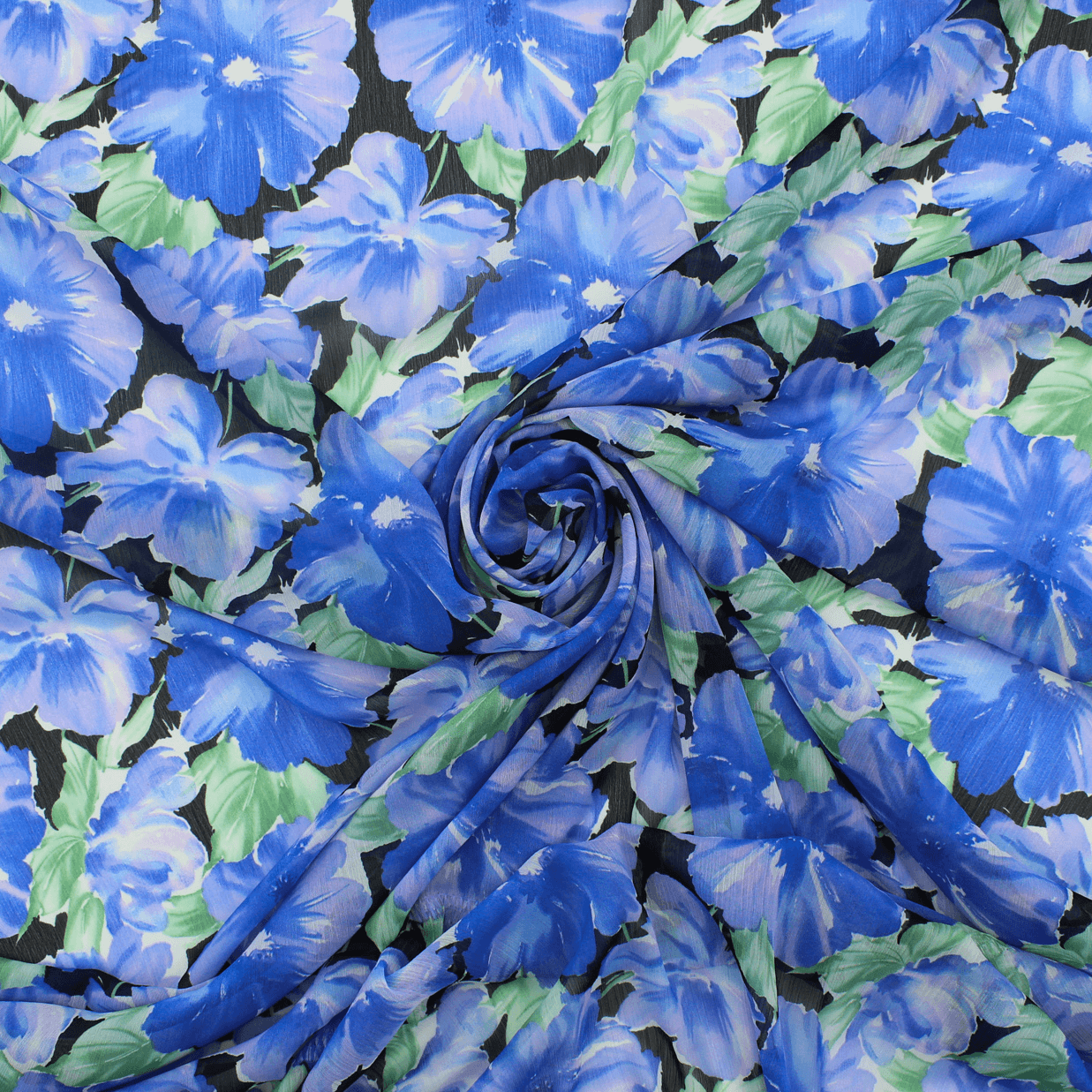 Retalho Camiseiro Translúcido Floral - azul Retalhos Feira dos Tecidos Online