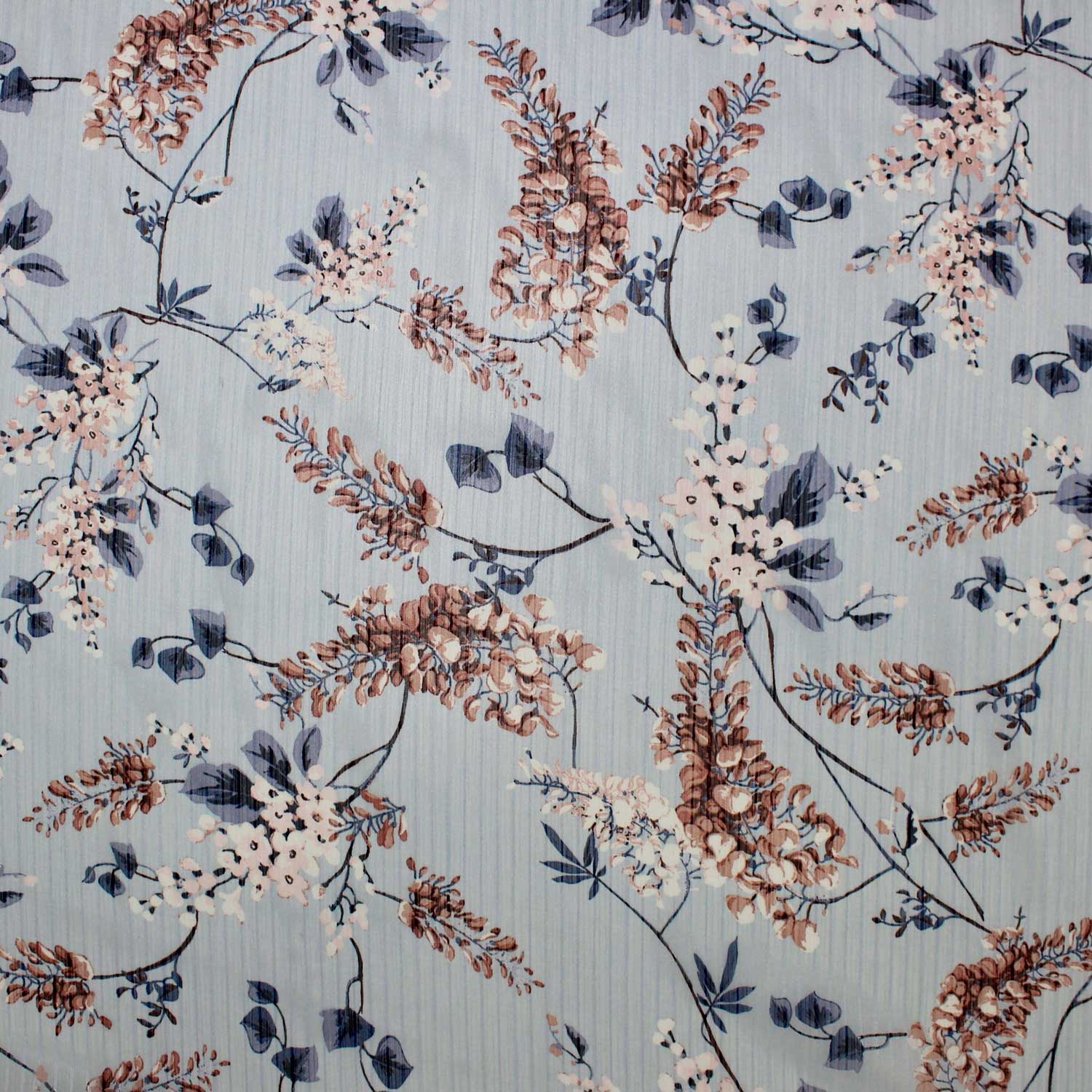 Retalho Camiseiro Translúcido Floral Ricas - azul Retalhos Feira dos Tecidos Online