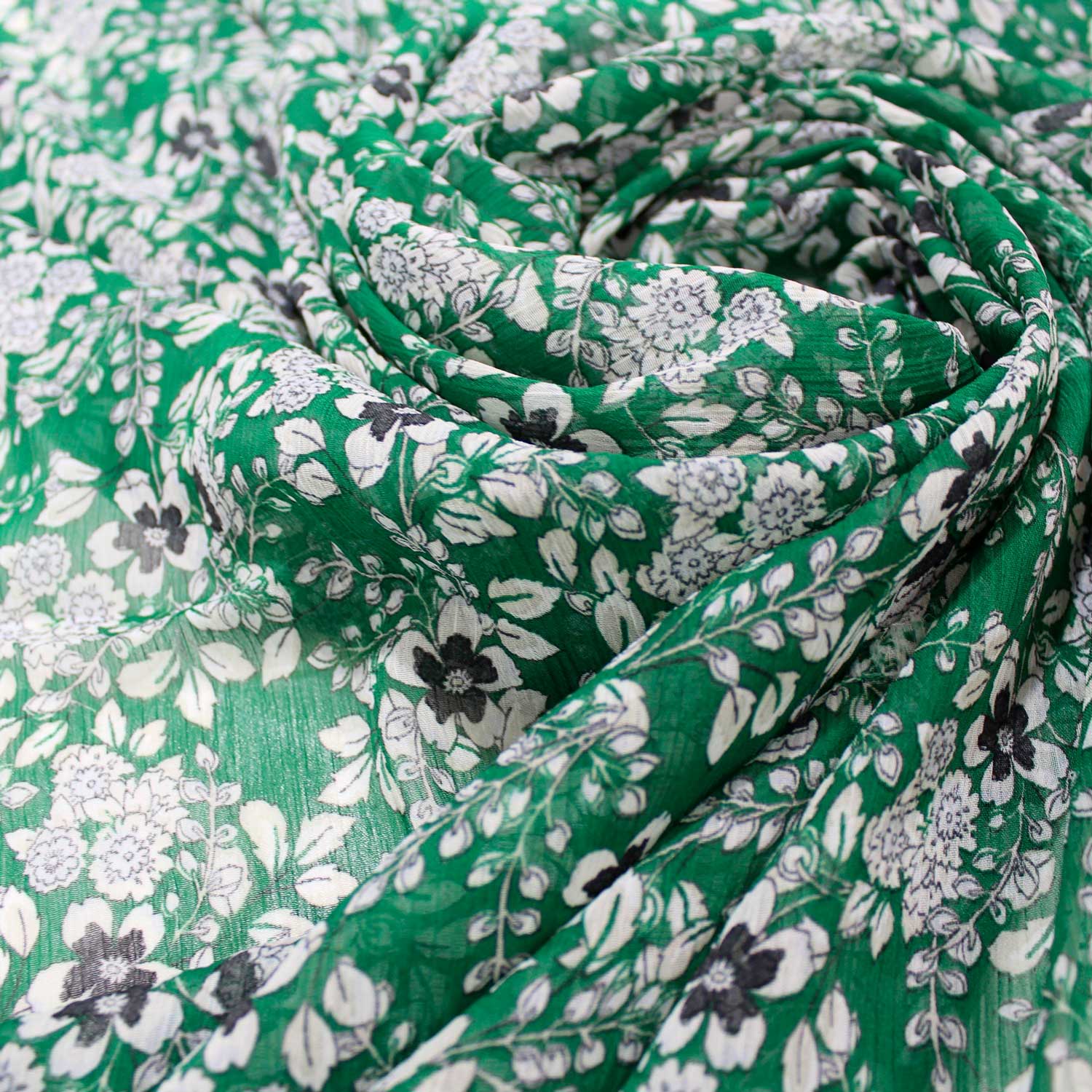 Retalho Camiseiro Translúcido Floral - verde Retalhos Feira dos Tecidos Online