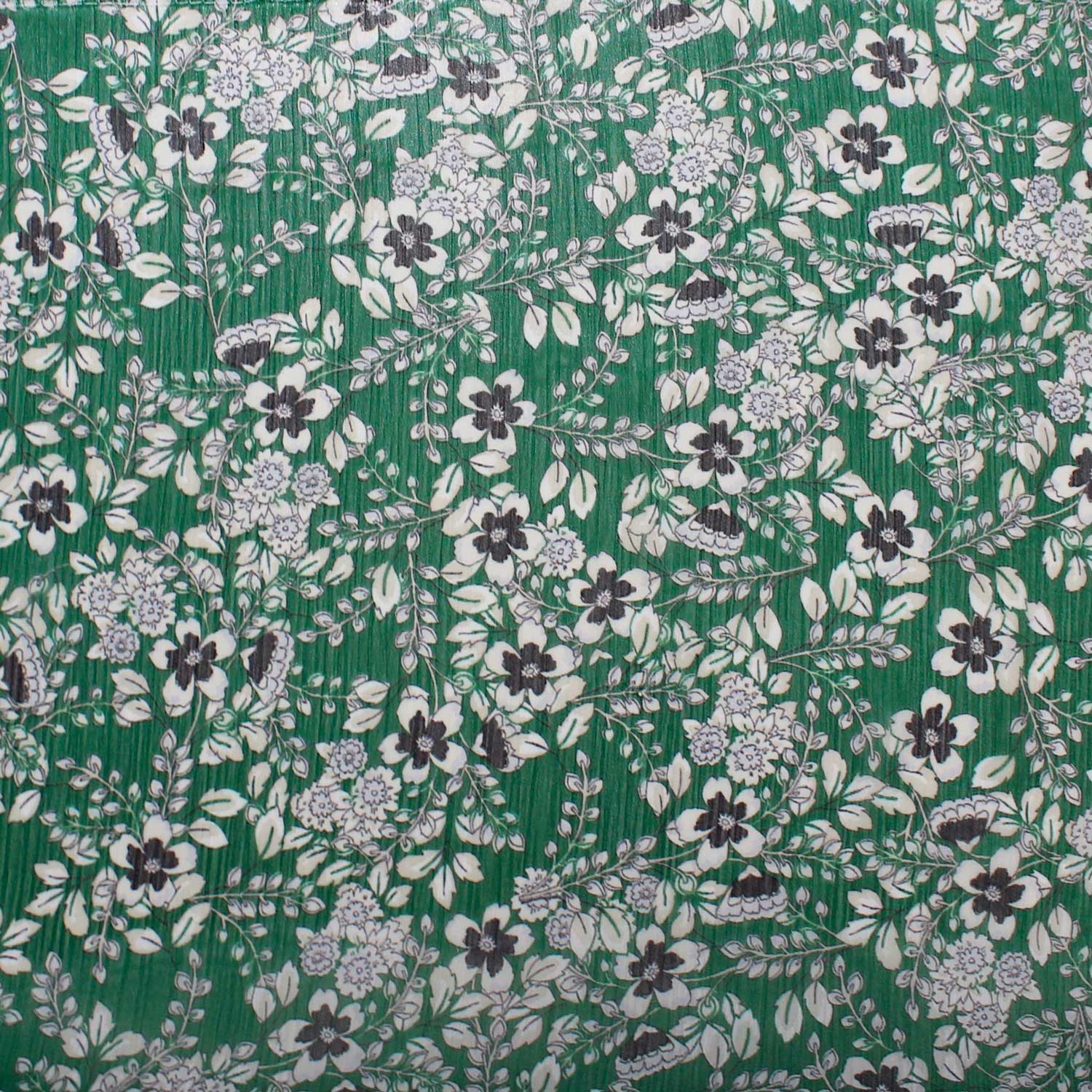 Retalho Camiseiro Translúcido Floral - verde Retalhos Feira dos Tecidos Online