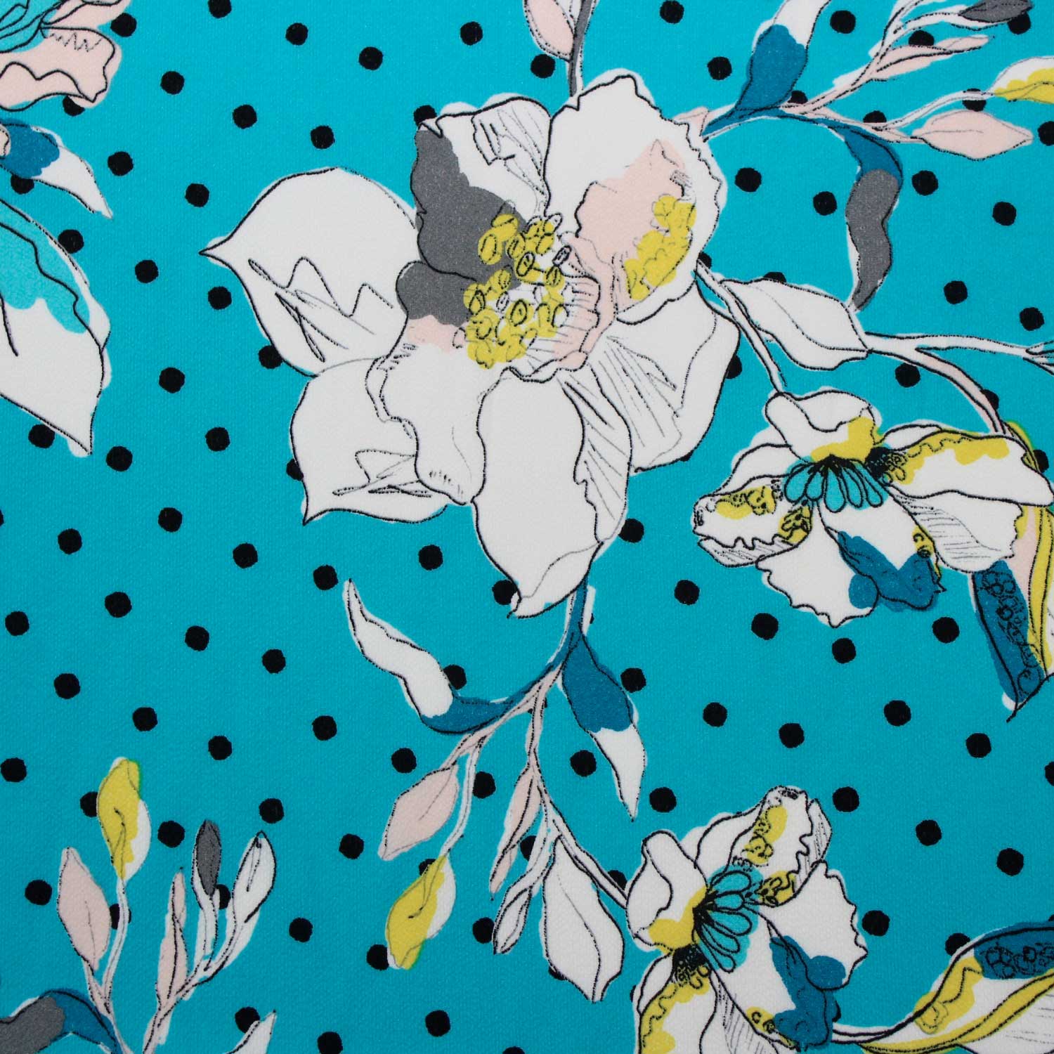 Retalho Camiseiro Translúcido Pintas Floral - azul Retalhos Feira dos Tecidos Online