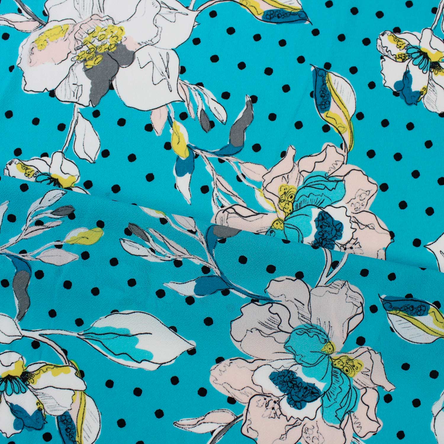 Retalho Camiseiro Translúcido Pintas Floral - azul Retalhos Feira dos Tecidos Online