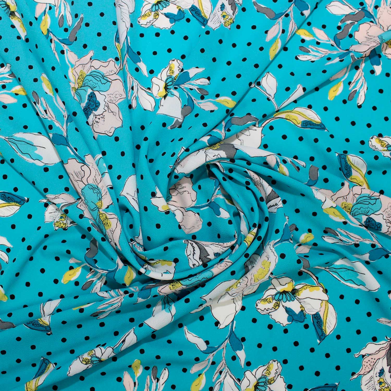 Retalho Camiseiro Translúcido Pintas Floral - azul Retalhos Feira dos Tecidos Online