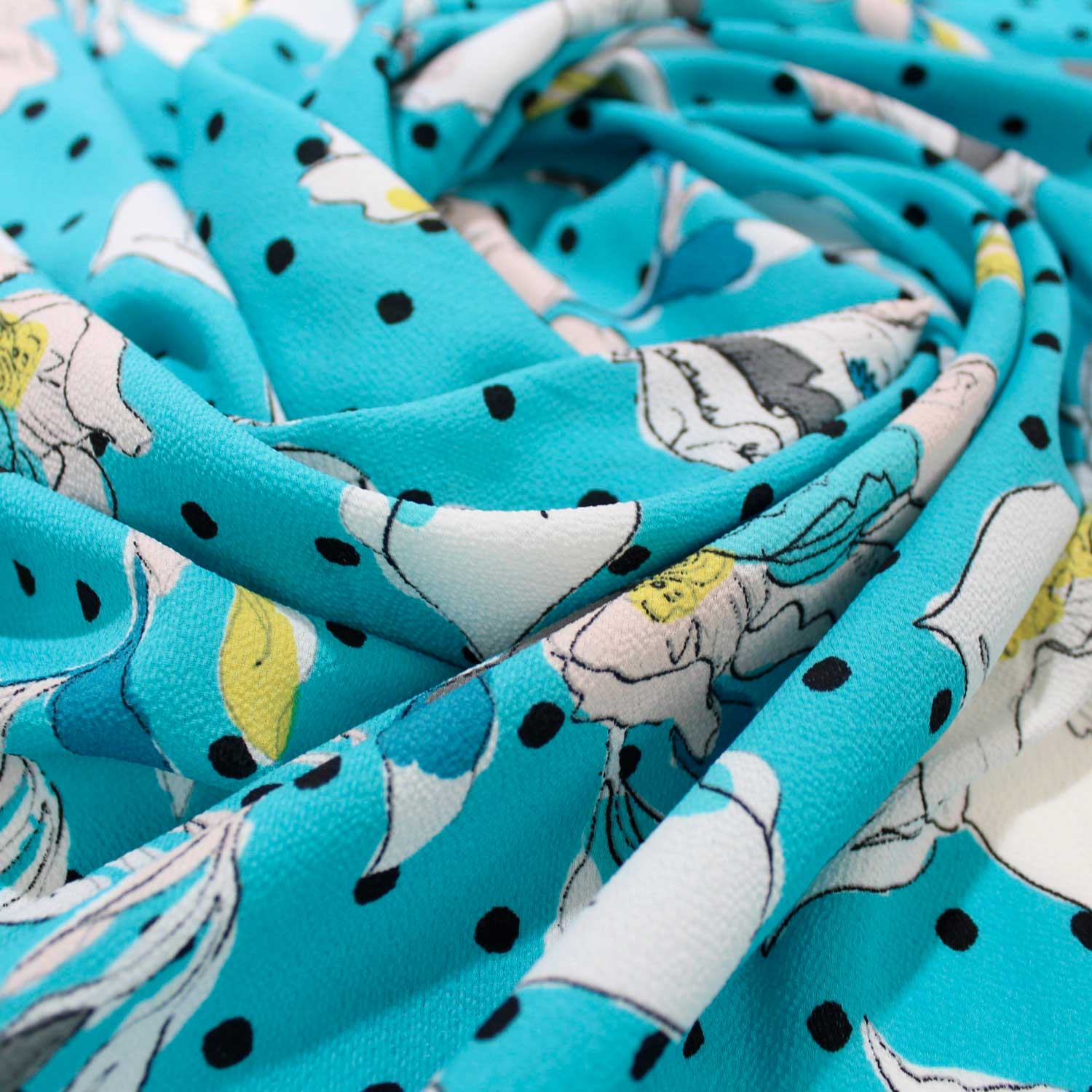 Retalho Camiseiro Translúcido Pintas Floral - azul Retalhos Feira dos Tecidos Online