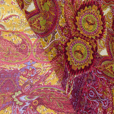 Retalho Camiseiro Tribal Translúcido - rosa & amarelo Retalhos Feira dos Tecidos Online