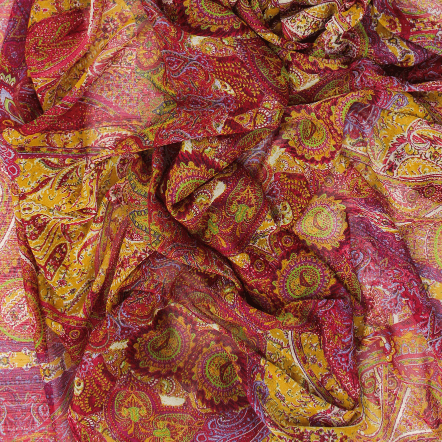 Retalho Camiseiro Tribal Translúcido - rosa & amarelo Retalhos Feira dos Tecidos Online