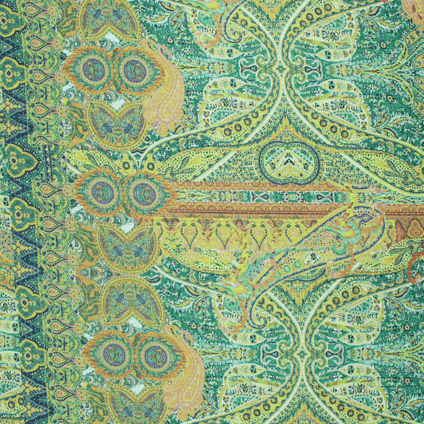 Retalho Camiseiro Tribal Translúcido - verde Retalhos Feira dos Tecidos Online