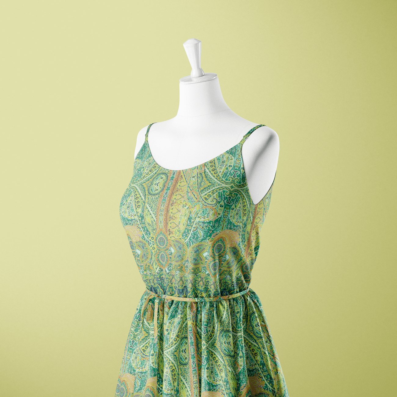 Retalho Camiseiro Tribal Translúcido - verde Retalhos Feira dos Tecidos Online