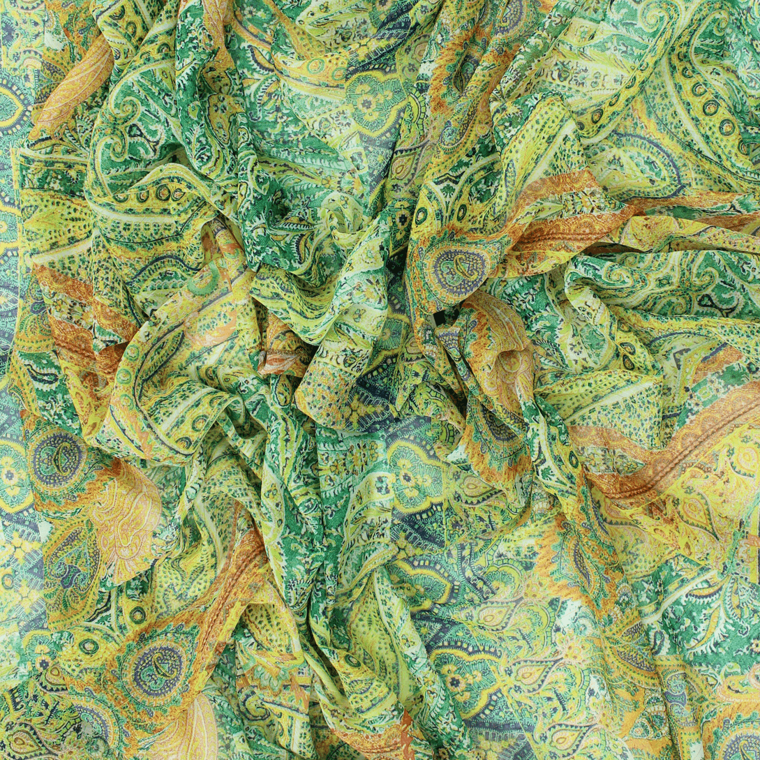 Retalho Camiseiro Tribal Translúcido - verde Retalhos Feira dos Tecidos Online