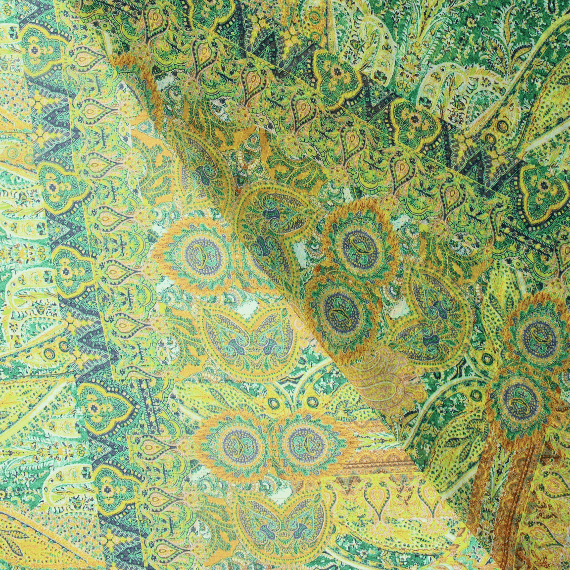 Retalho Camiseiro Tribal Translúcido - verde Retalhos Feira dos Tecidos Online