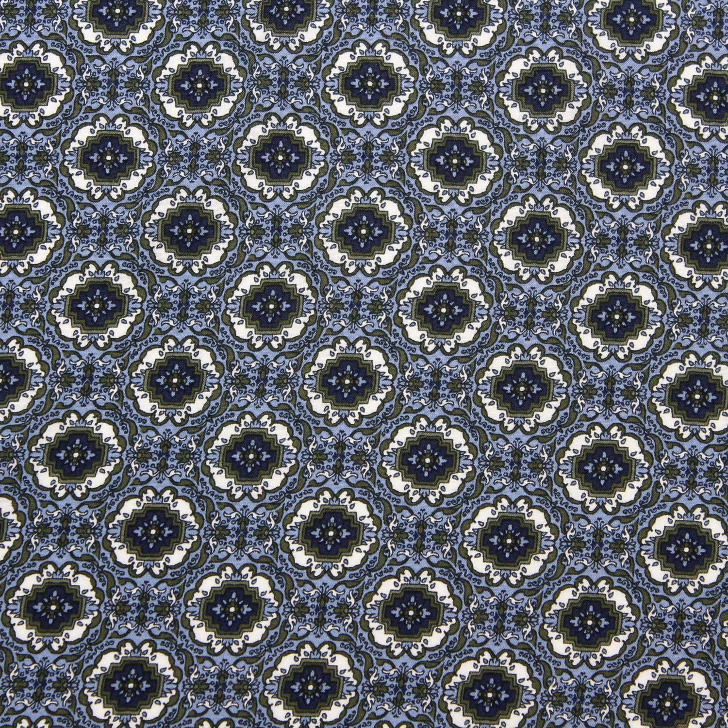 Retalho Camiseiro Viscose Figuras - azul Retalhos Feira dos Tecidos Online