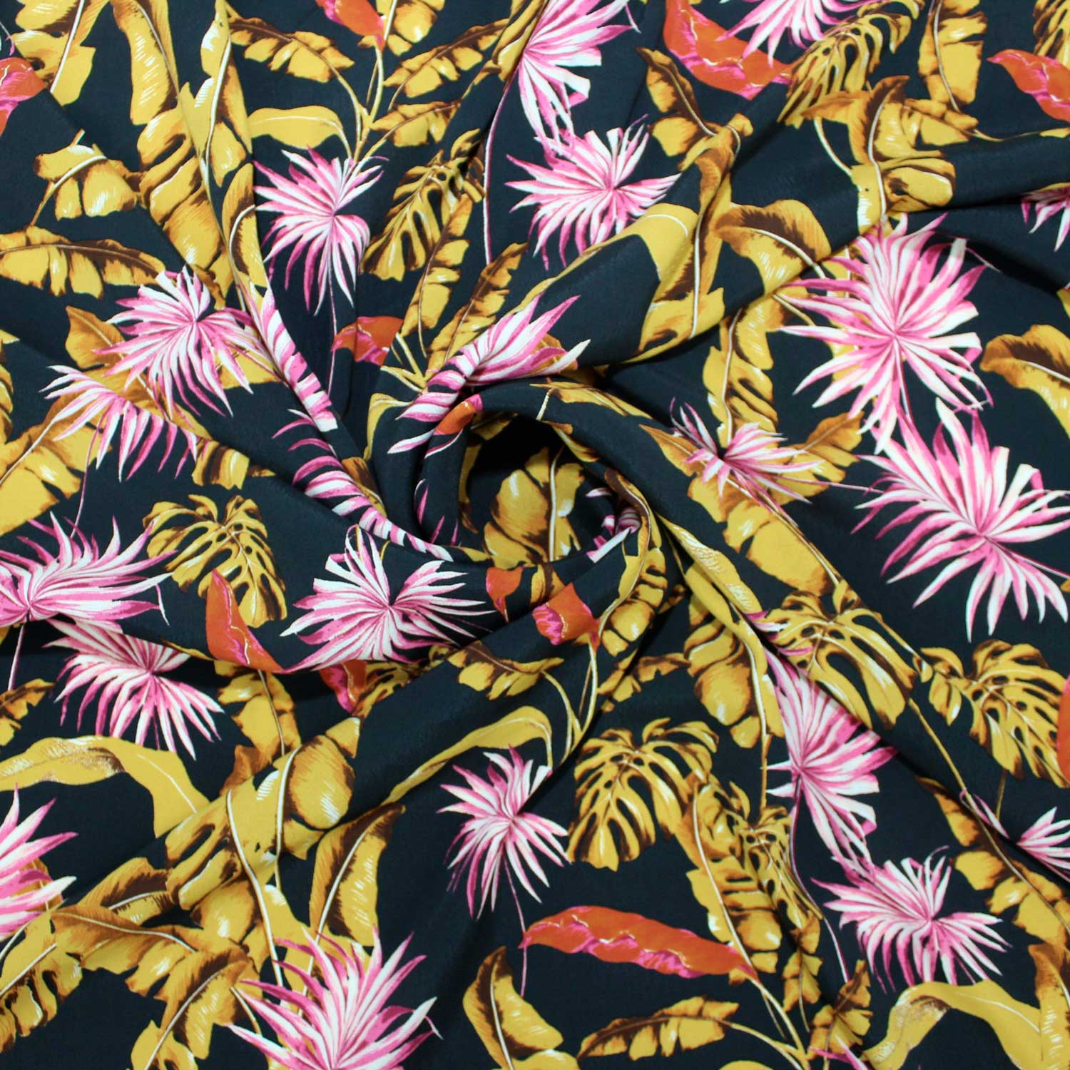 Retalho Camiseiro Viscose Floral - amarelo & rosa Retalhos Feira dos Tecidos Online