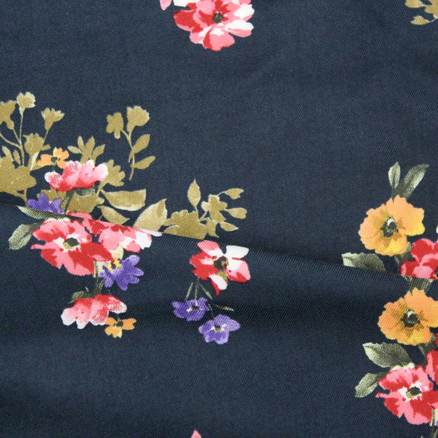 Retalho Camiseiro Viscose Floral - azul Retalhos Feira dos Tecidos Online