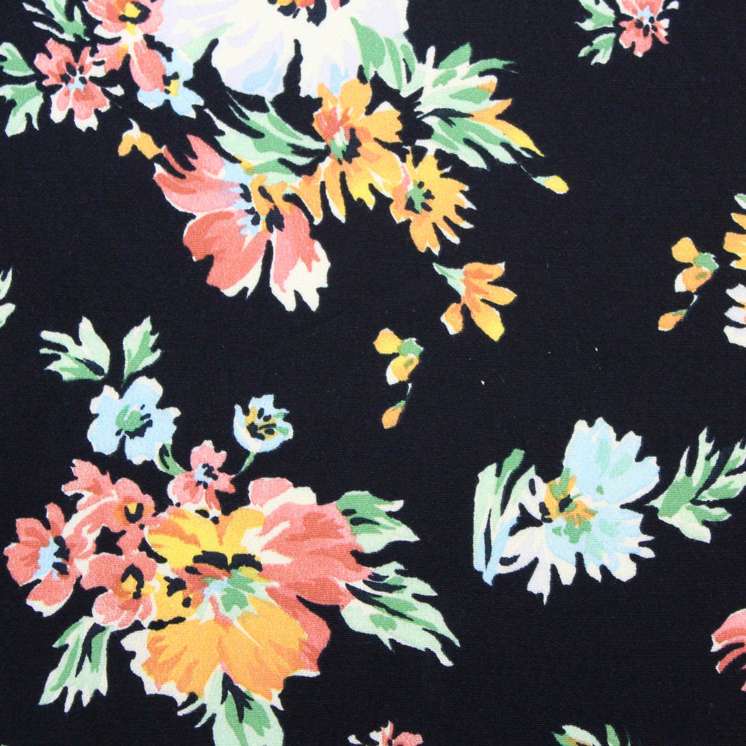 Retalho Camiseiro Viscose Floral - preto Retalhos Feira dos Tecidos Online
