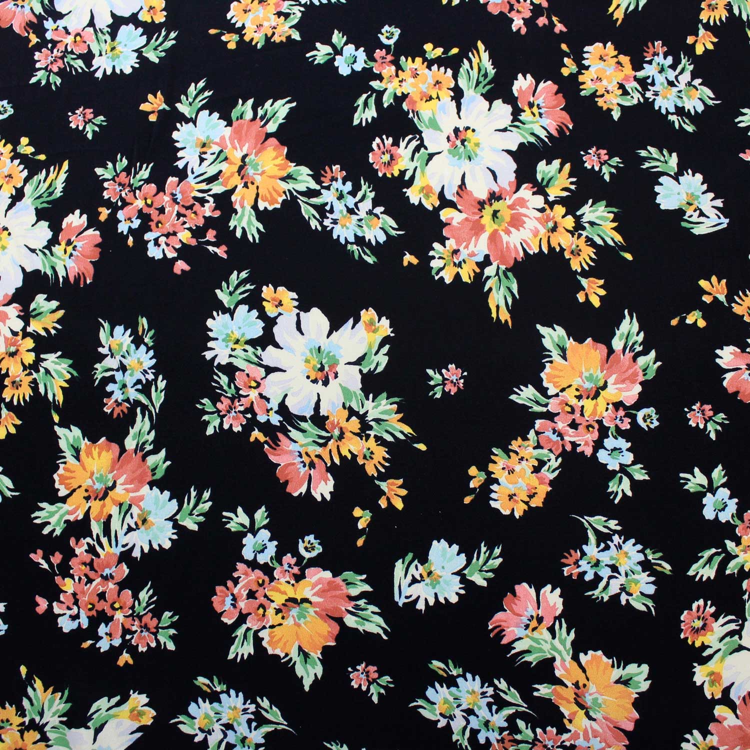 Retalho Camiseiro Viscose Floral - preto Retalhos Feira dos Tecidos Online