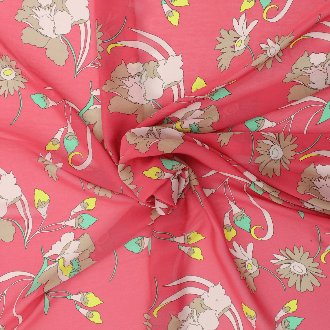 Retalho Camiseiro Viscose Translúcido Floral - rosa Retalhos Feira dos Tecidos Online