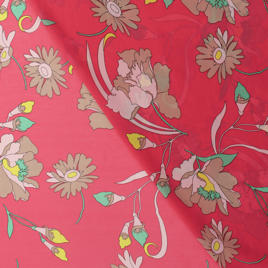 Retalho Camiseiro Viscose Translúcido Floral - rosa Retalhos Feira dos Tecidos Online