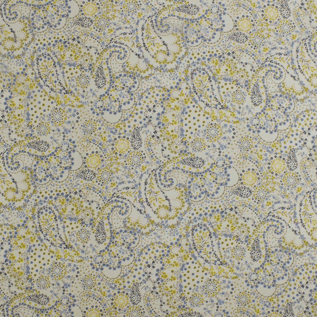 Seda Natural Estampada Translúcido Floral - amarelo & azul Sedas Natural Feira dos Tecidos Online