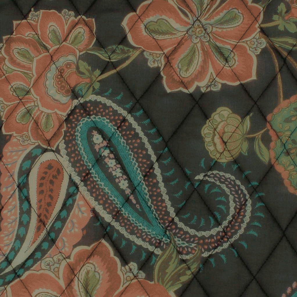 Tecido Acolchoado Estampado Cornucópias - Preto Acolchoados Tecido para Decoração e Vestuário