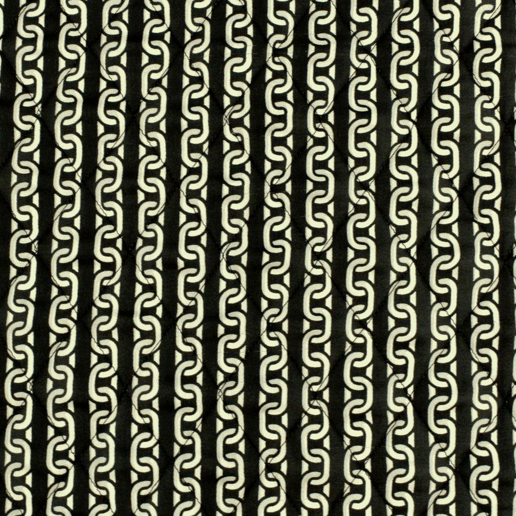 Tecido Acolchoado Estampado Correntes - Dourado e Preto Acolchoados Tecido para Decoração e Vestuário