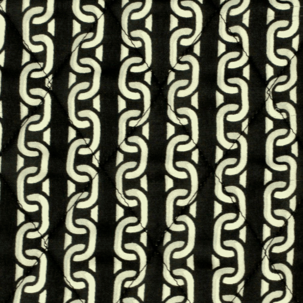 Tecido Acolchoado Estampado Correntes - Dourado e Preto Acolchoados Tecido para Decoração e Vestuário