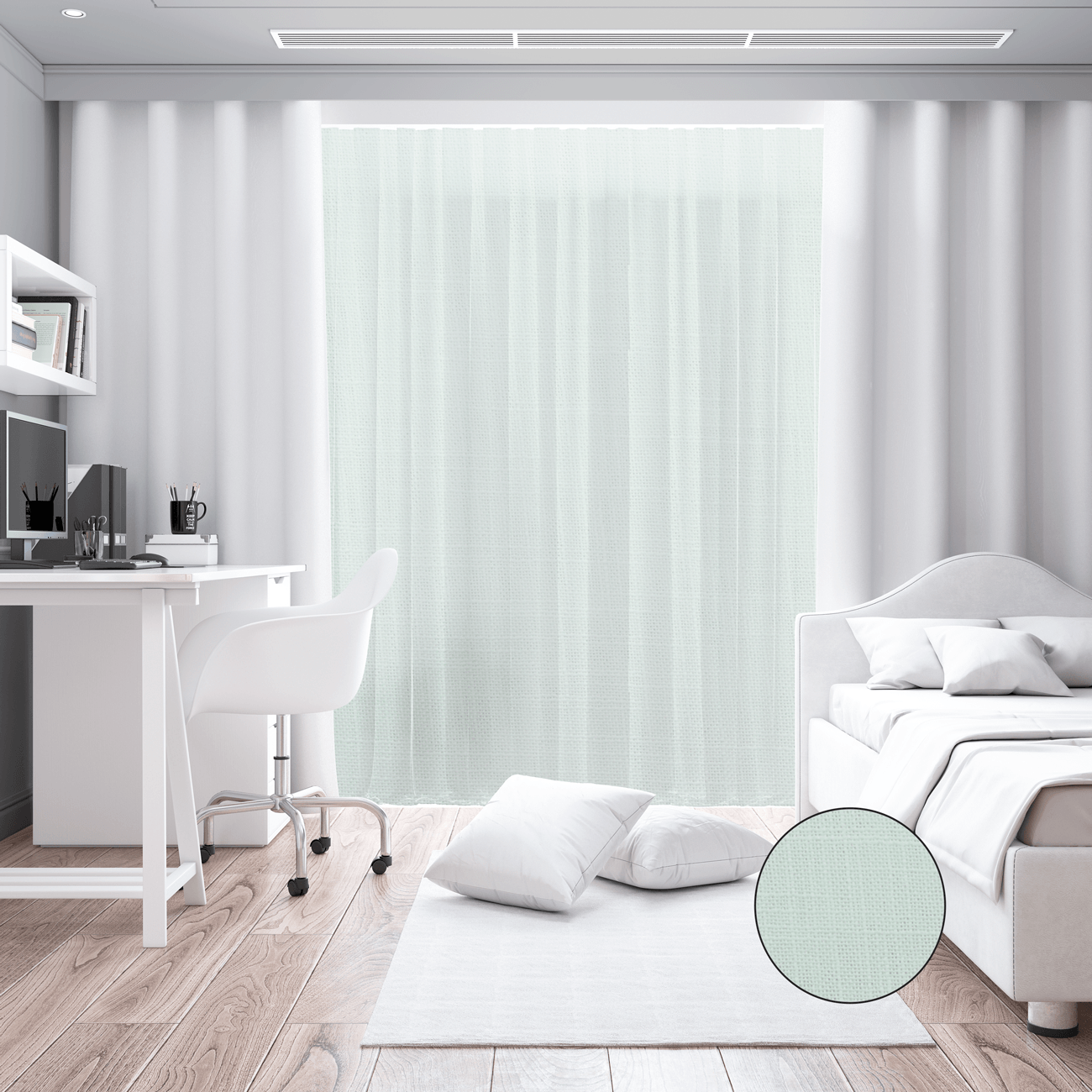 Tecido para Cortinado Alinhado Lecco - Branco Cortinados Alinhados Tecido para Decoração