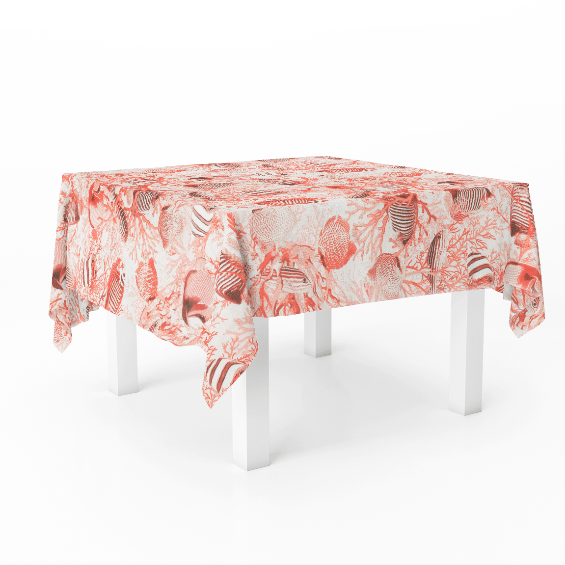 Tecido para Decoração Loneta Nautico Peixes- vermelho Decoração Feira dos Tecidos Online