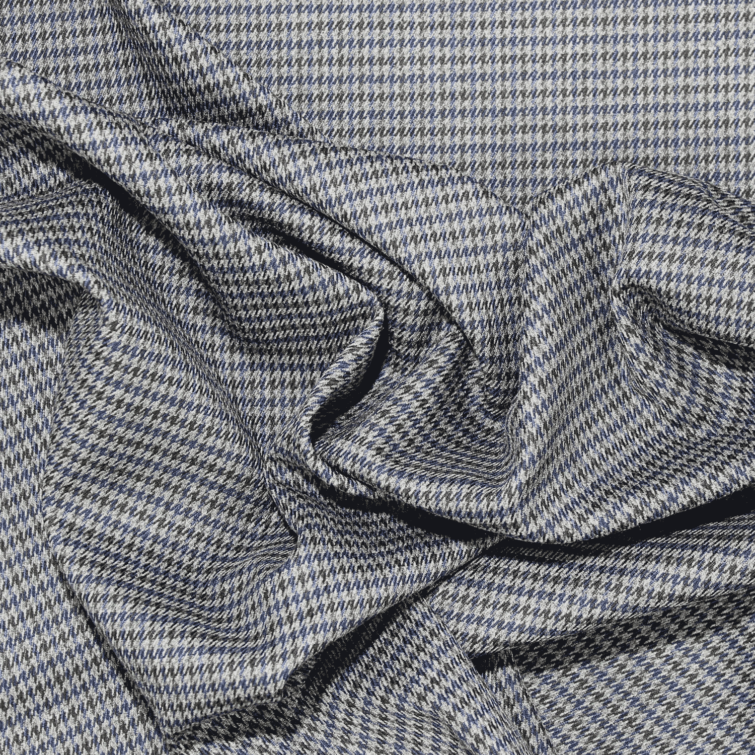 Tecido Vestuário Xadrez Pied Poule - azul & cinza Xadrez Escocês Tecido para Vestuário