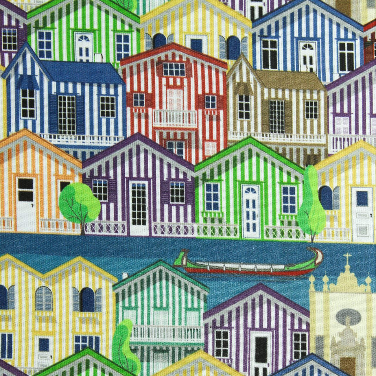 Loneta de Decoração Digital - Palheiros da Costa Nova - Multicolor