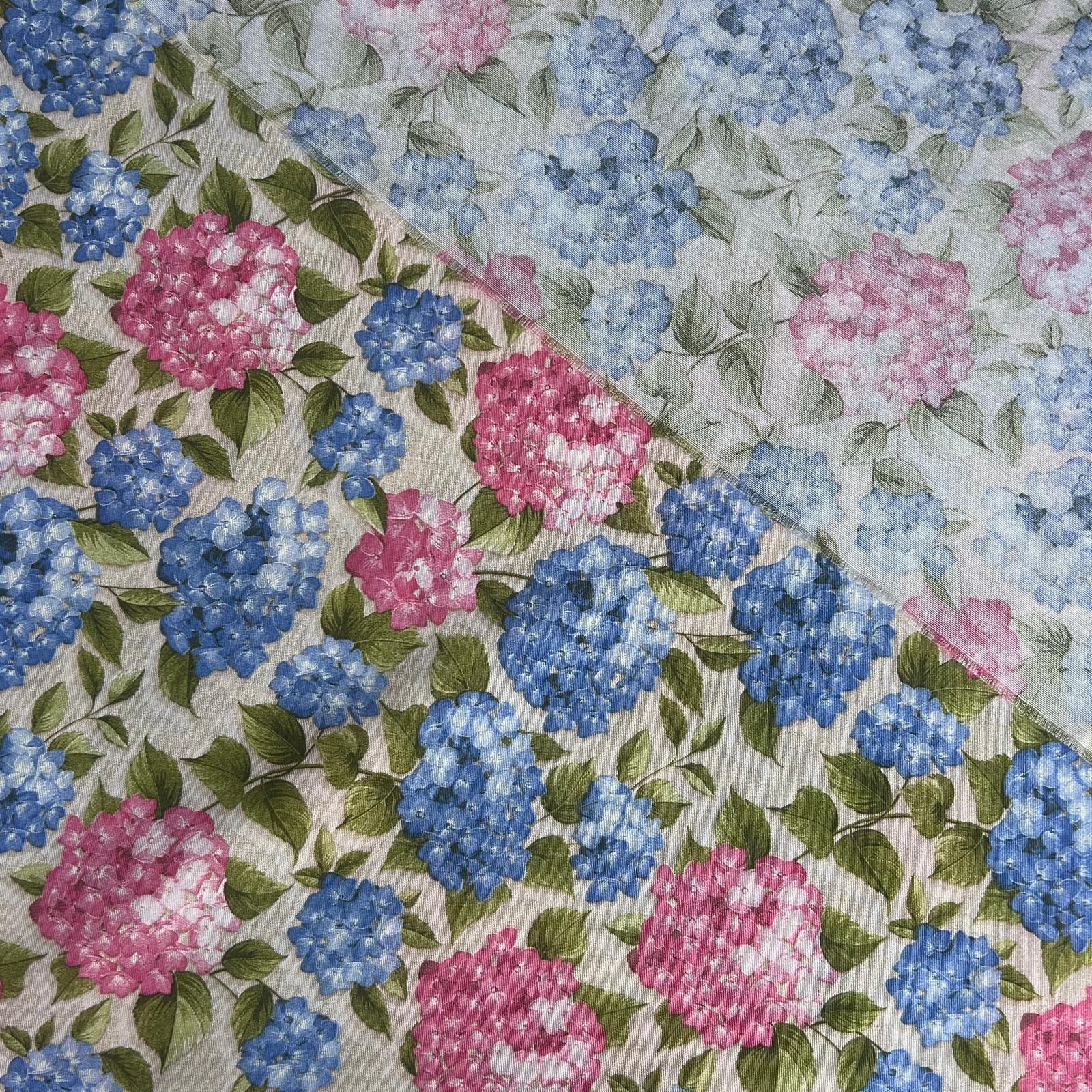 Loneta de decoração - Floral  - Azul