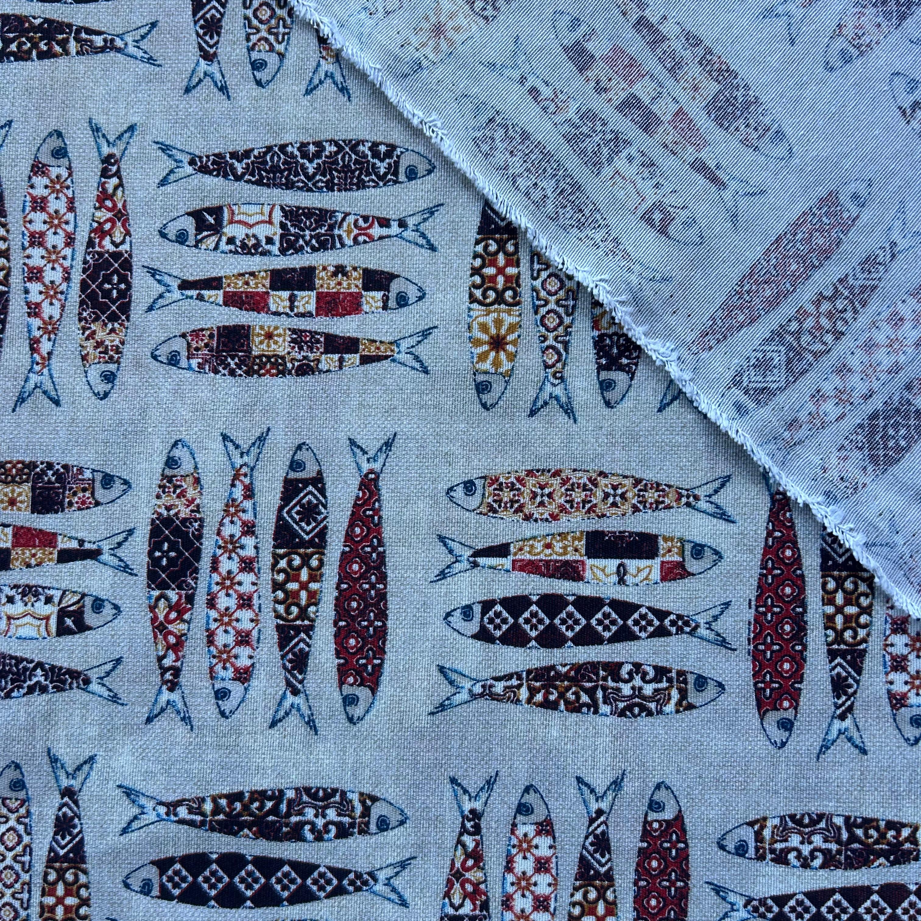 Loneta de decoração -  Sardinhas  Vermelho