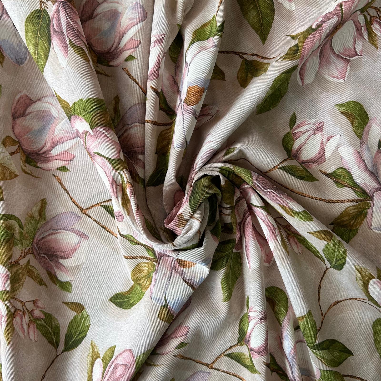 Loneta de decoração - Floral - Verde&Rosa