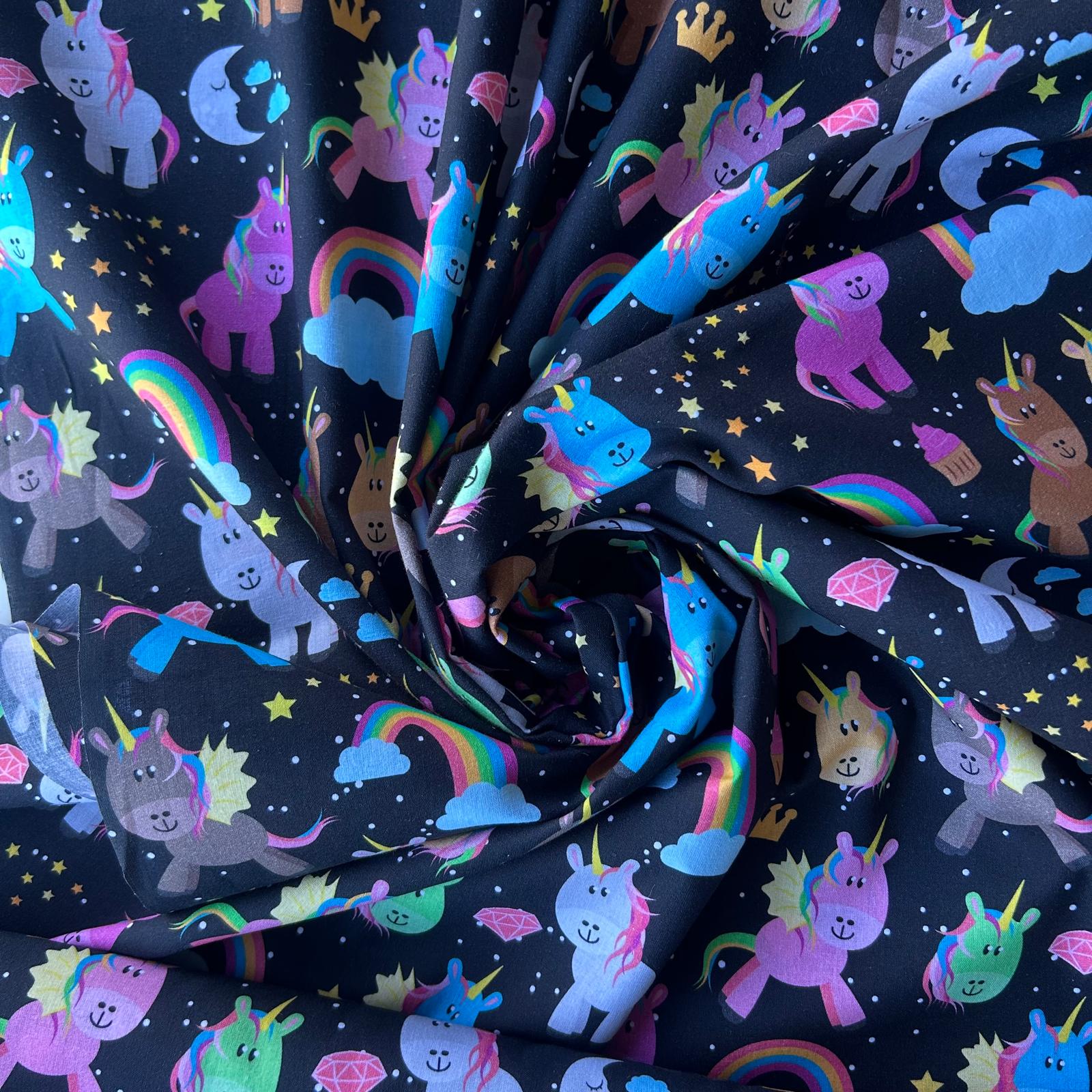 Algodão Estampado Unicornios