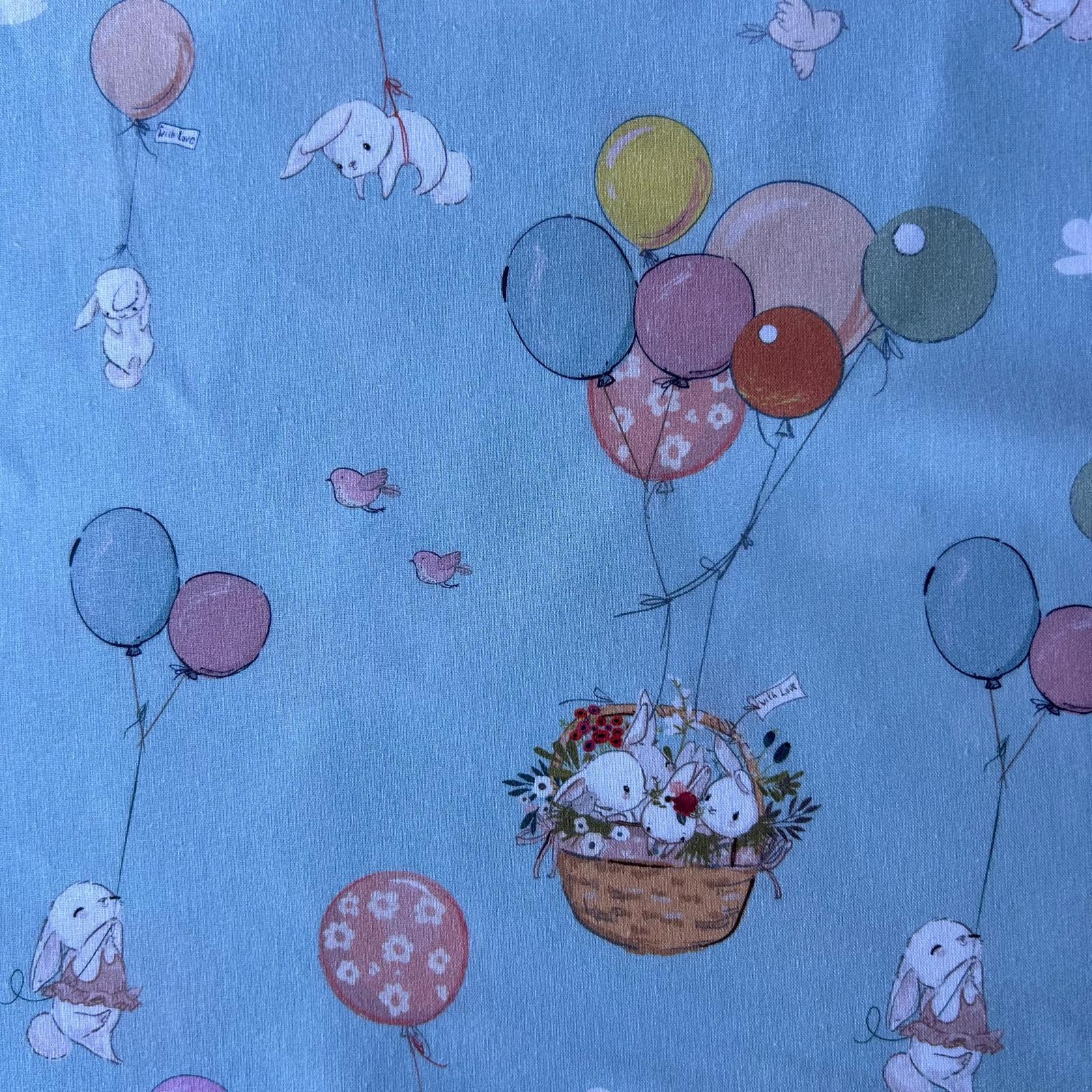 Algodão Estampado Coelhos Azul
