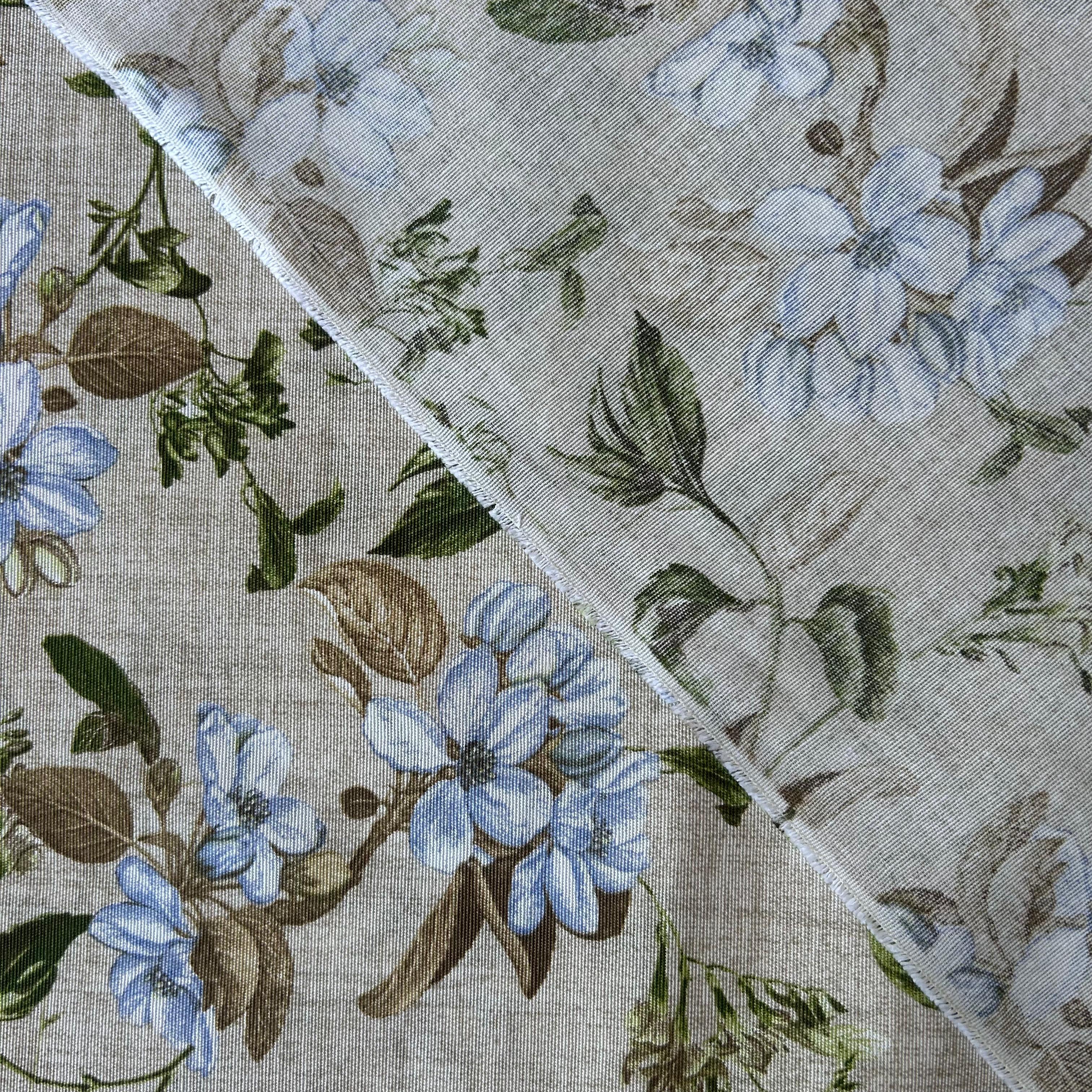 Loneta de decoração - Floral - Verde&Azul