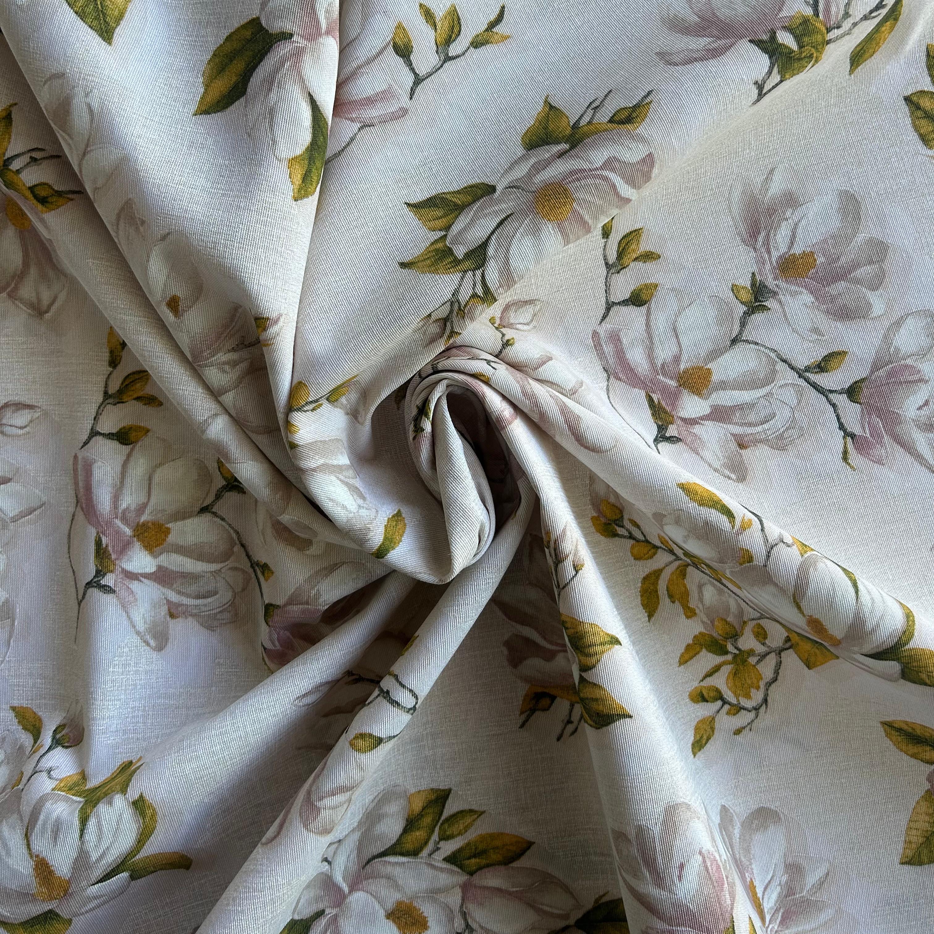 Loneta de decoração - Floral - Verde&Rosa