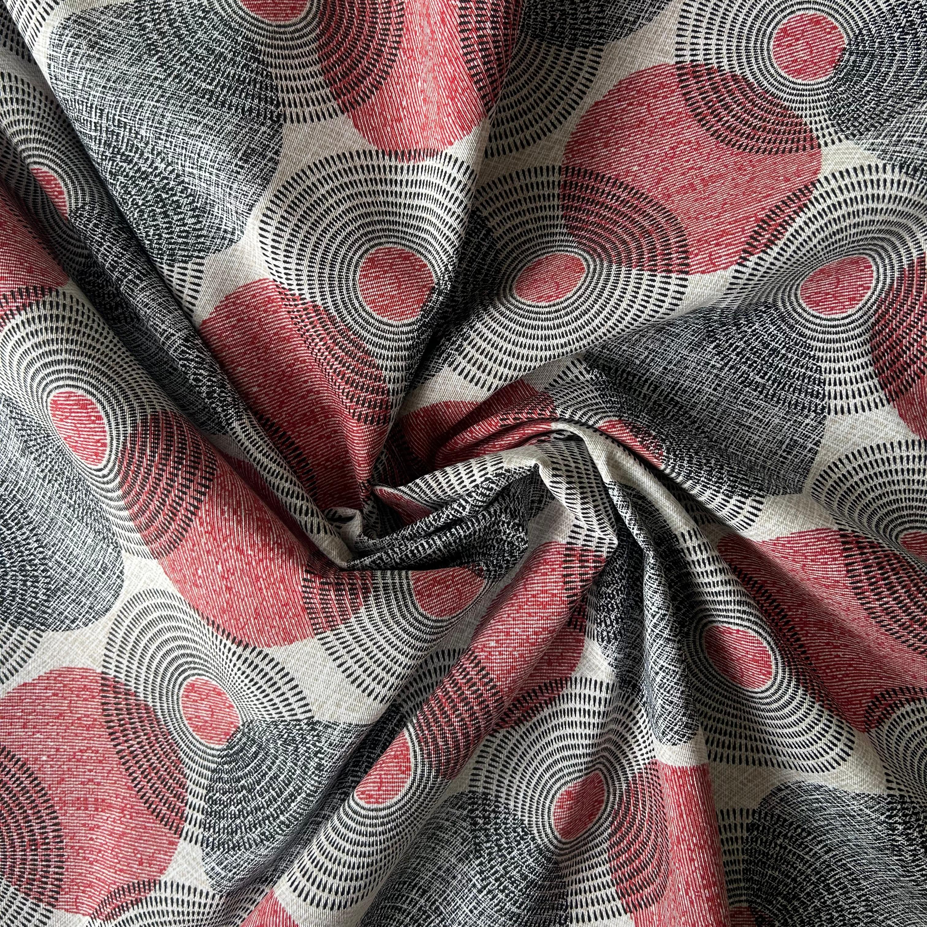 Loneta de decoração - Geometrico - Vermelho e Cinzento