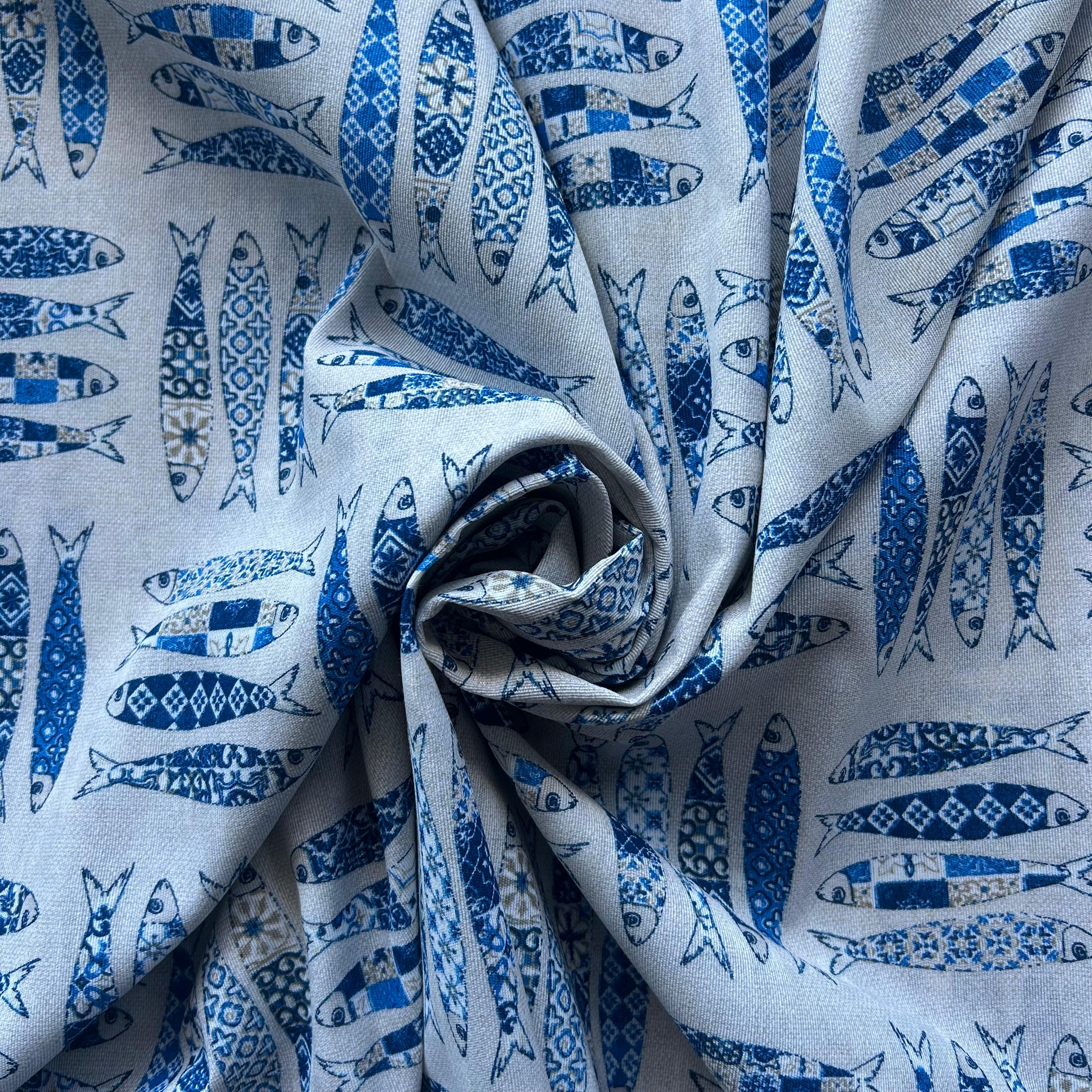 Loneta de decoração -  Sardinhas  Azul