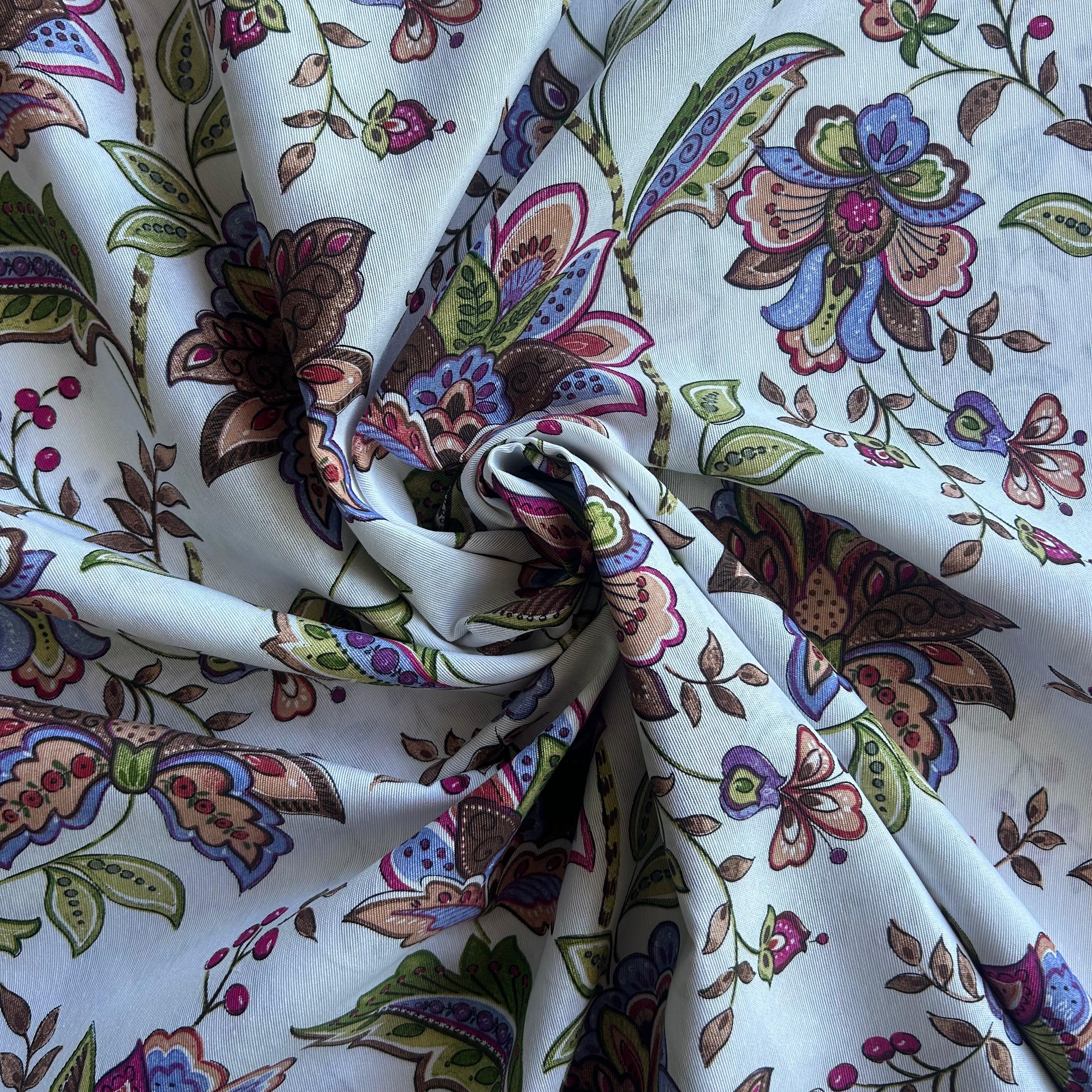 Loneta de decoração - Floral - Branco&Verde