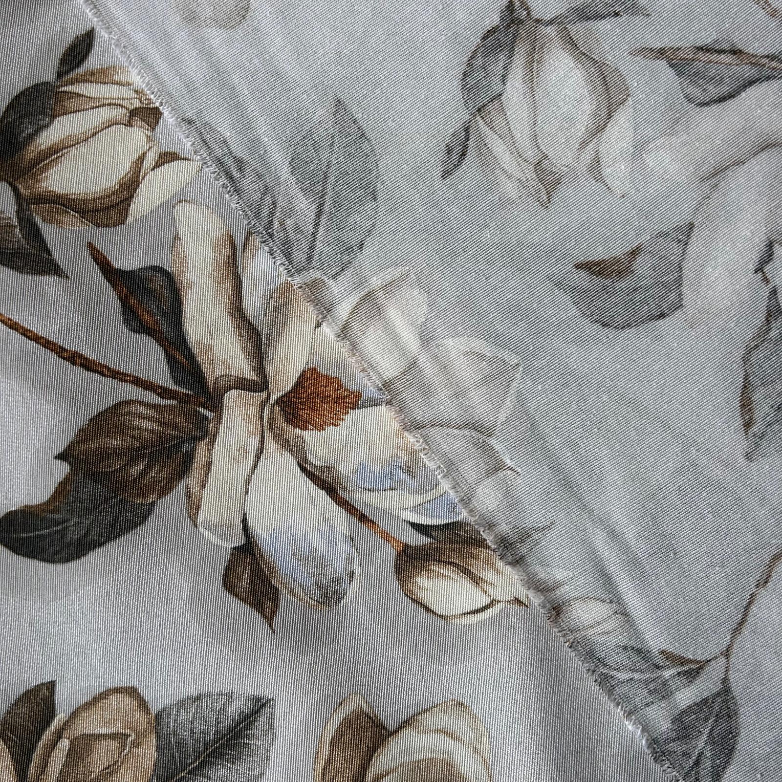 Loneta de decoração-Floral-Bege&Cinzento