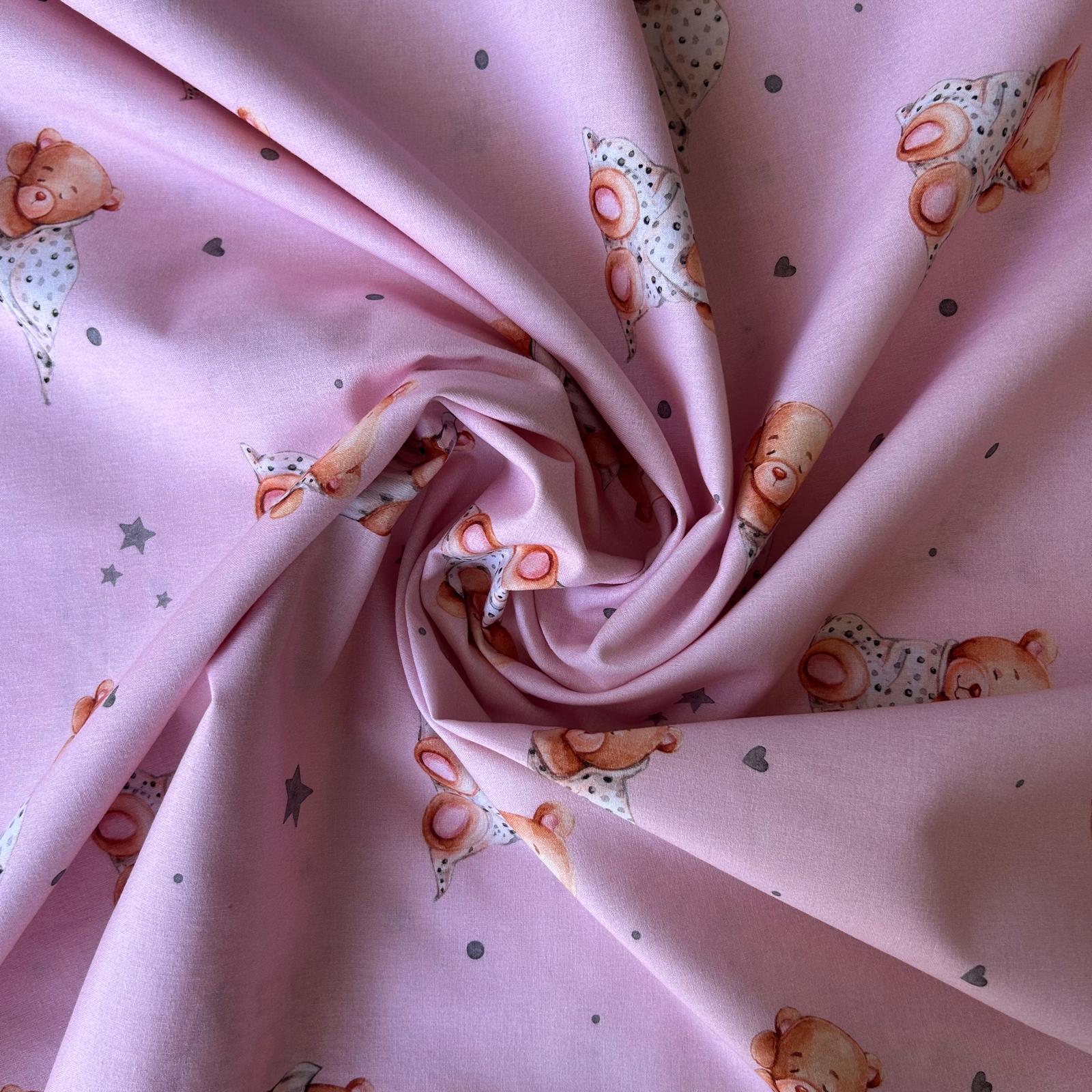 Algodão Estampado - Ursinho - Rosa