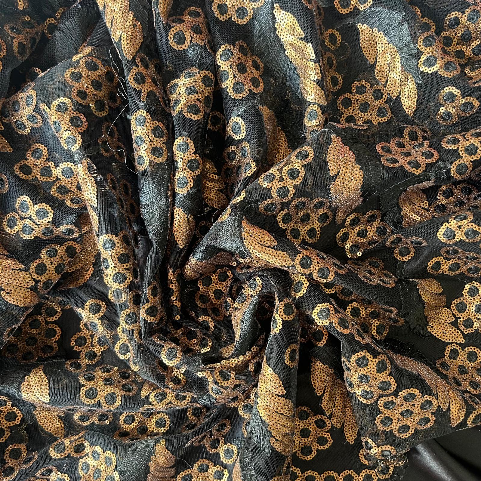 Renda de Cerimónia com Lantejoulas Dourada