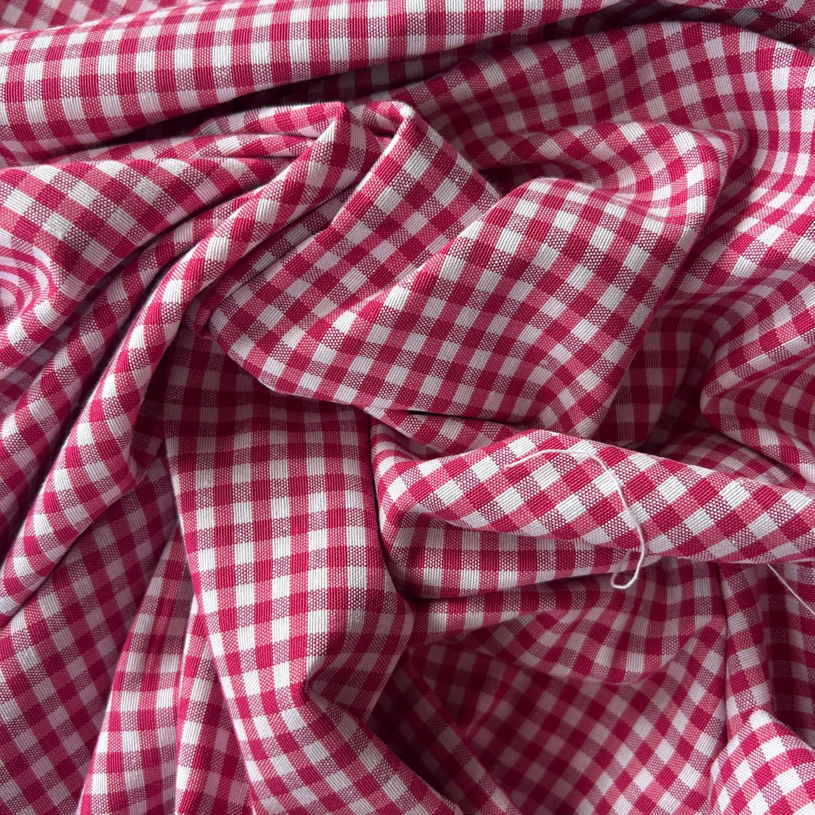 Tecido Xadrez Pequeno Vichy - Rosa Fuxia