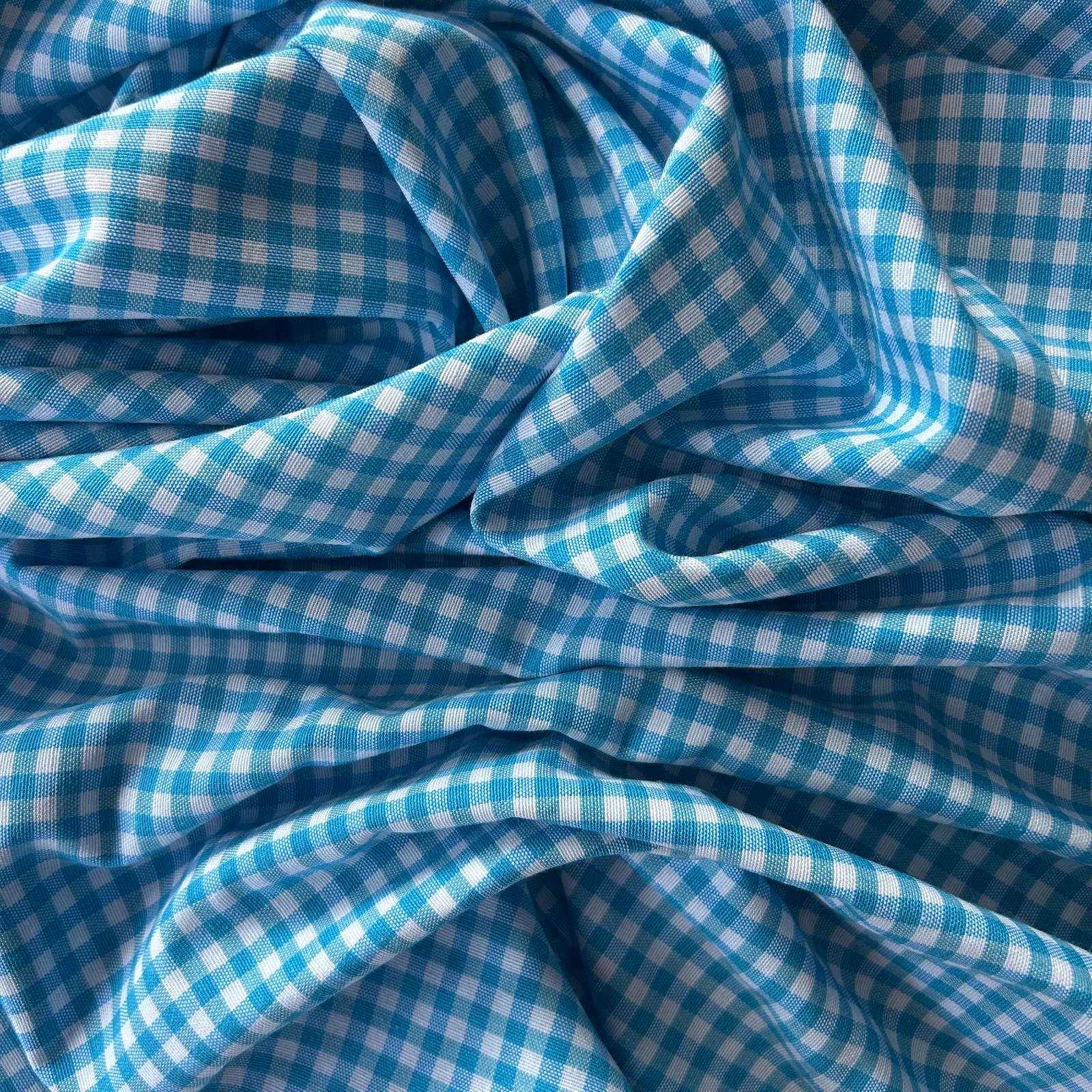 Tecido Xadrez Pequeno Vichy - Azul Turquesa