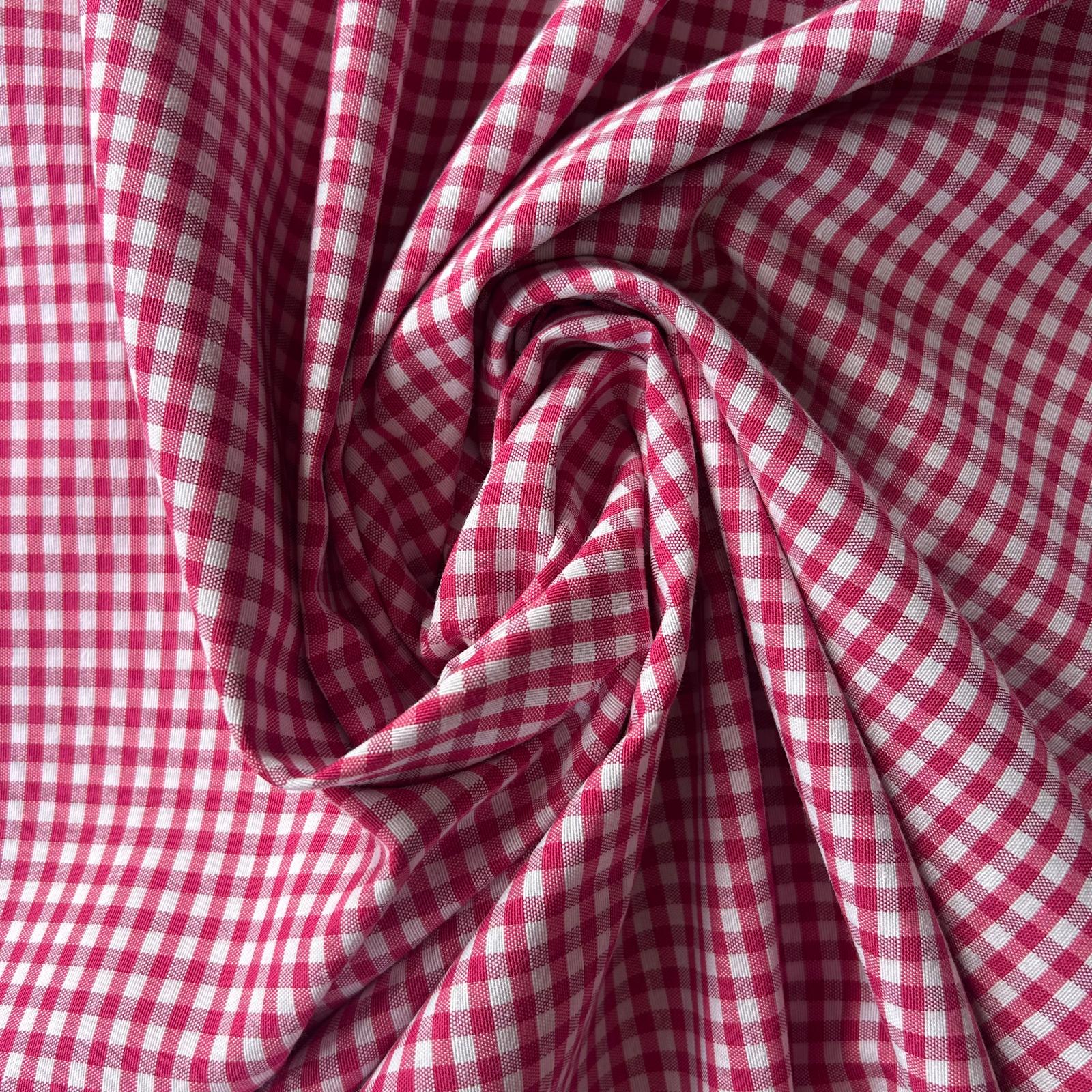 Tecido Xadrez Pequeno Vichy - Rosa Fuxia
